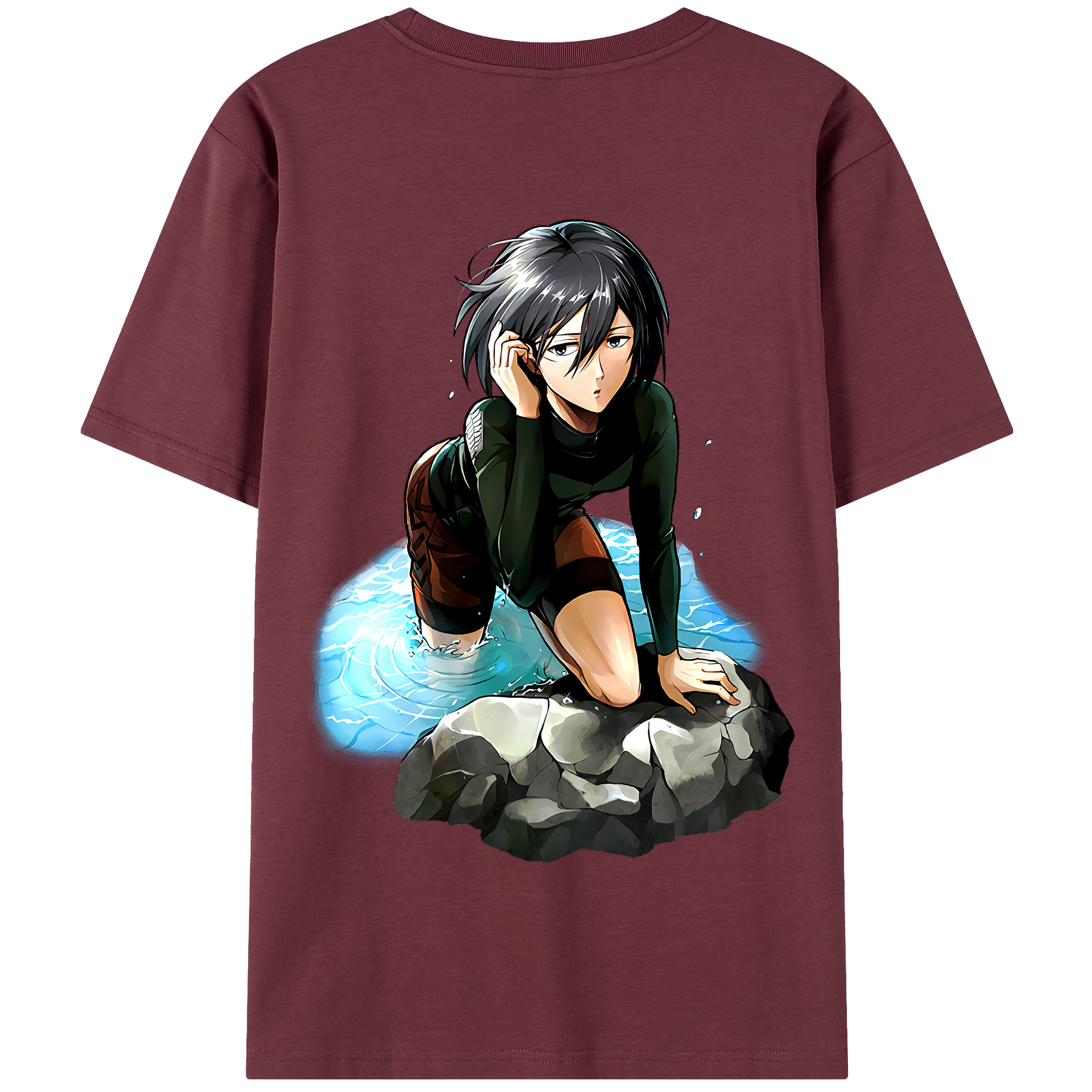（画像用） 進撃の巨人 ミカサ·アッカーマン Attack on Titan Mikasa Ackerman 綿100％半袖Tシャツ（背面プリント）